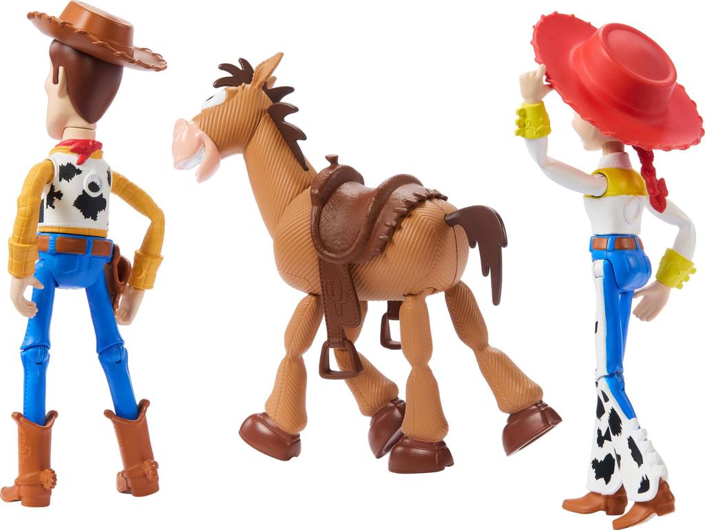 Mattel Disney Pixar Storytellers Toy Story 3-Pack Woody, Jessie & Bullseye 4-Inch Authentic Poseable Figures Key Character Collectibles