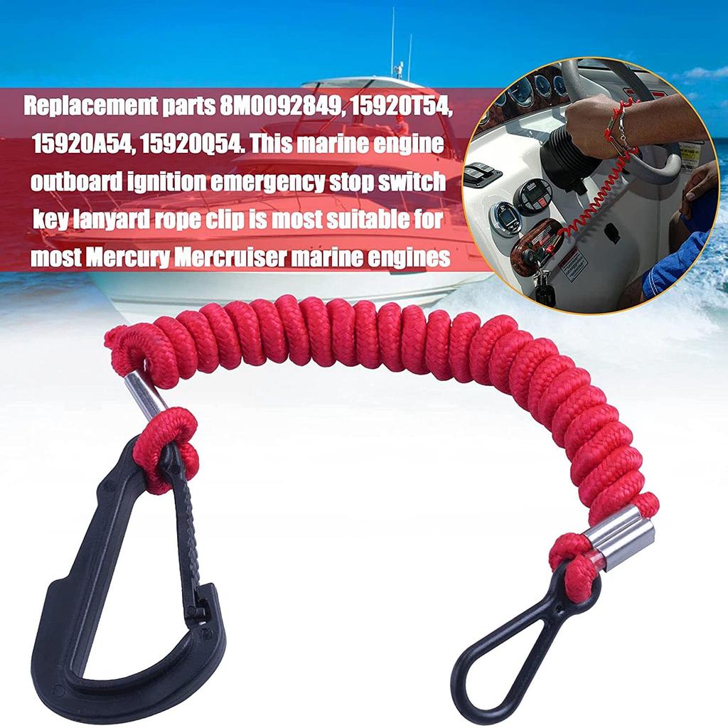 Plouluyt 8M0092850 Boat Safety Kill Stop Switch Connector Strap Replacement for 15920Q54 827A09 Emergency Stop Switch, Red