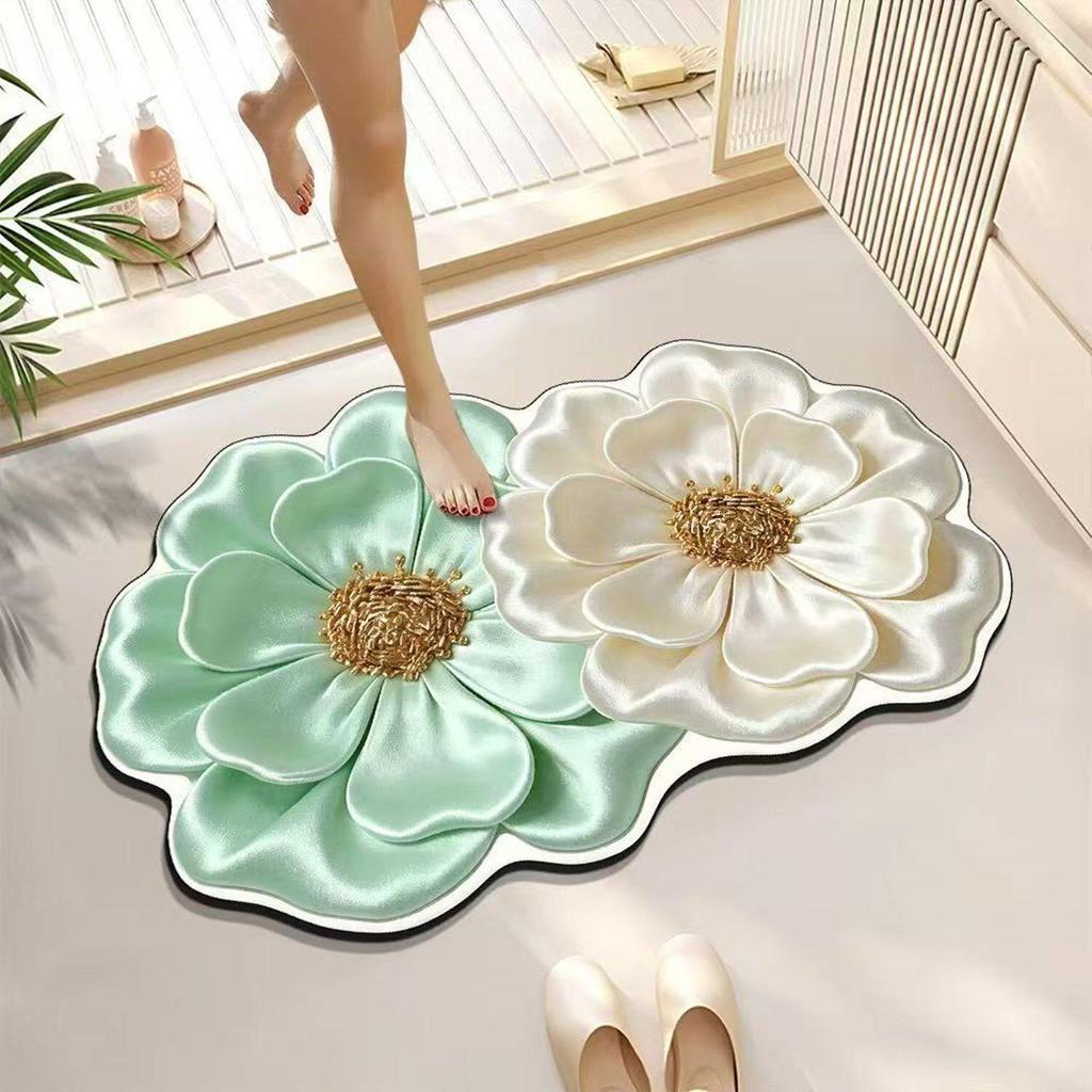 3D Quick-Dry Diatomaceous Earth Bath Mat - Soft, Absorbent, Anti-Slip Door Mat Carpet