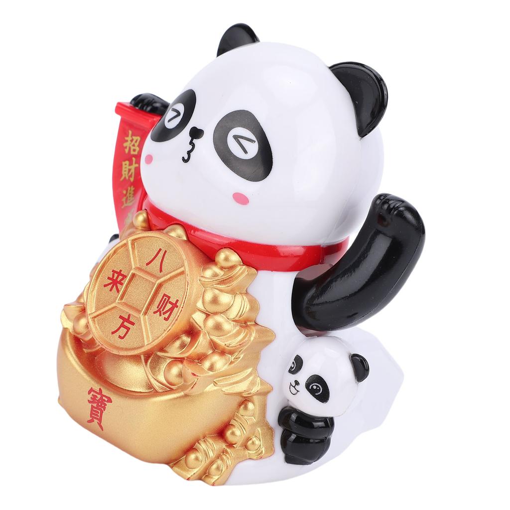 Figurină Panda cu Energie Solară Ornament Mână Oscilantă Automată pentru Bordul Mașinii Birou Decor Birou Casier