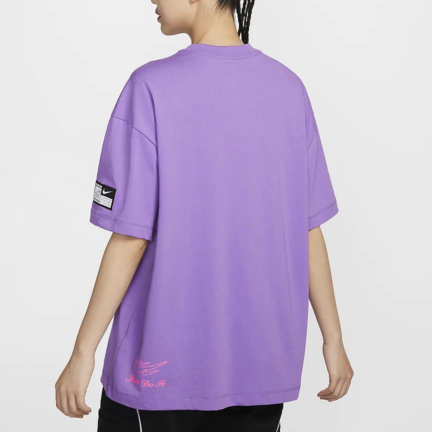 Nike Sportswear Oversized Lightweight Printed Casual Short Sleeve T-Shirt Women Tops Raspberry FZ1147-521