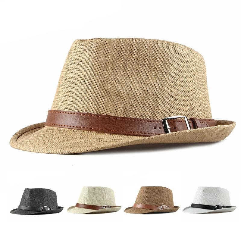 Summer Straw Hat for Men Korean Style Trendy Fashion Small Top Hat for Women Sun Protection Hat British Retro Gentleman Jazz Hat