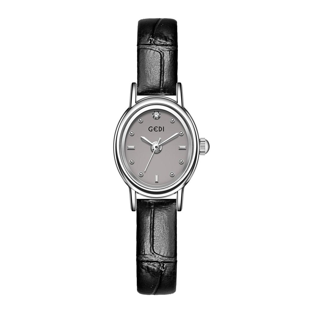 Vintage Gold Womens Quartz Watch With Leather Strap Decorative Waterproof For Lady Casual Wear