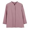 Johnature Women Chinese Style Shirts Tops Stand Long Sleeve Blouses Spring Solid Color Jacquard Shirts