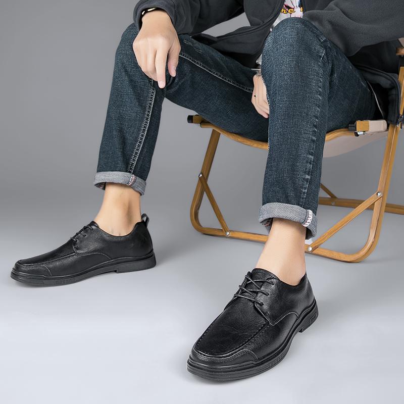 Fashion Quality Men Classic Leather Oxford Shoes Dress Shoes Summer Lace-Up Punching Leather Breathable Driving Wedding Men Casual Shoes