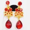 Bridal Wedding Party Red Golden Color Alloy Pendant Necklace Earrings Set