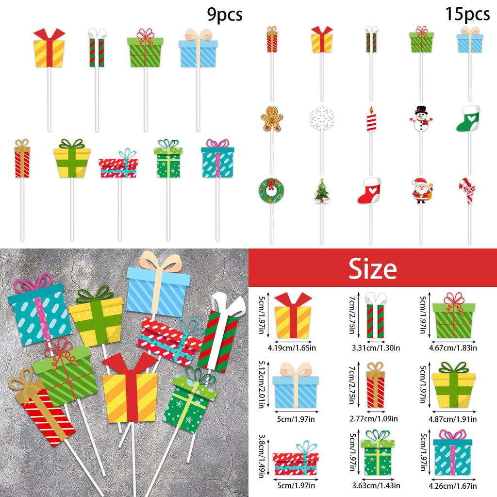 Weihnachtsparty Kuchenfahnen Set Mit Cartoon-Design Für Feiertagsfeier Und Dessert-Dekoration