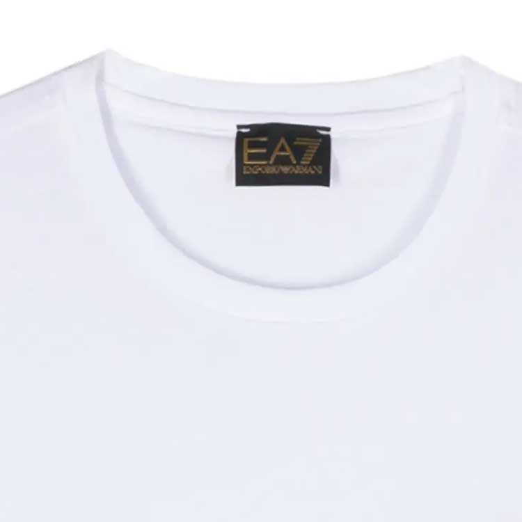 Emporio Armani EA7 SS24 Solid Color Letter Patch Casual Round Neck Short Sleeve T-Shirt Men Tops White 3DPT07-PJM9Z-1100