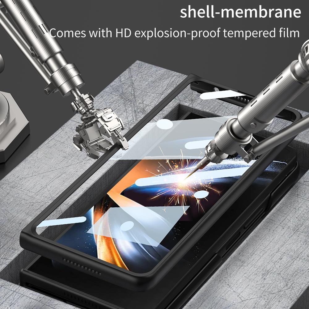 For Samsung Galaxy Z Fold 4 Case Hard Pc Phone Cover With Tempered Glass Screen Protector Bracket For Galaxy Z Fold4