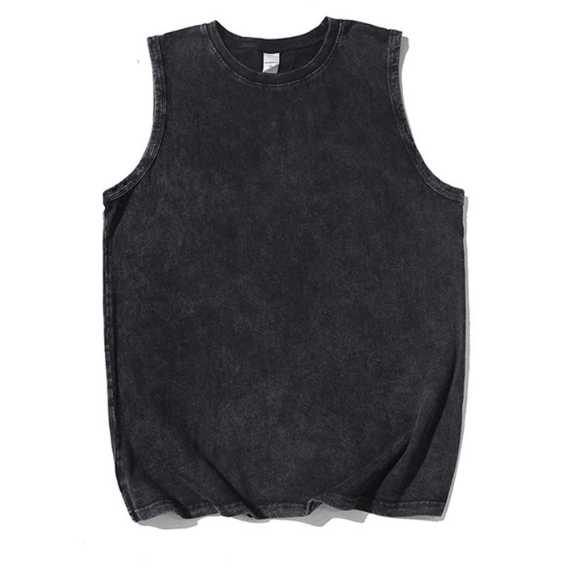 Women's Printed Sleeveless Pure Cotton Distressed Round Neck Pullover Top