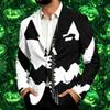 Men's Corduroy Business Casual Jacket with Halloween Print