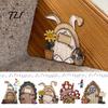 Miniature Mushroom Wood Crafts Wooden Fairy Door Decor, 2D Gnome Elf Ornament, Bunny Hand Fantasy Storybook Style Props Painted Craft,