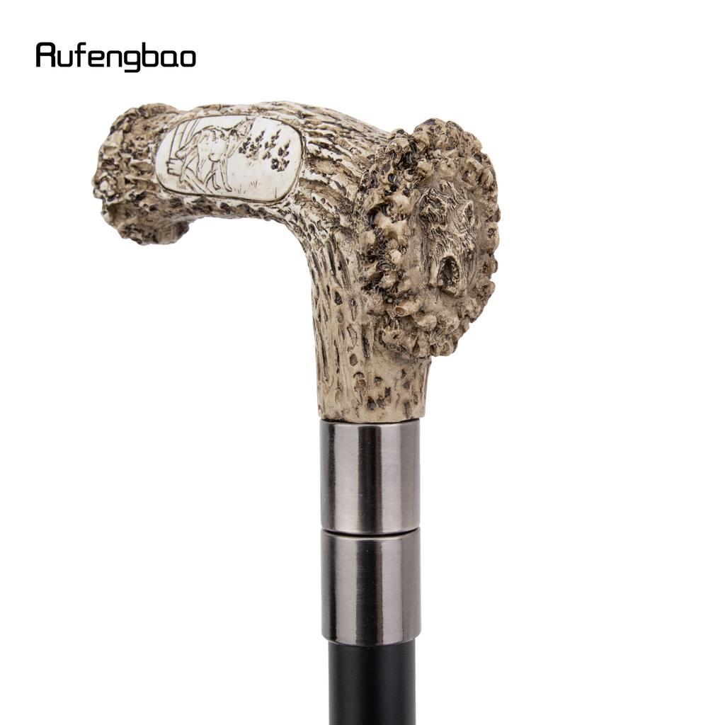 Silver Resin Wolf Tree Root Head Walking Cane Fashion Decorative Steel Stick Gentleman Elegant Cosplay Cane Knob Crosier 94cm