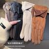 Suede Gloves Women's 2025 New Leather Touch Screen Autumn and Winter Velvet Warm Riding Driving Windproof Hand