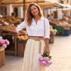 Gonna Lunga Maxi da Donna Moda Tinta Unita Vita Elastica Patchwork a Strati per Vacanze Spiaggia Misto Lino Casual Lunga con Cintura