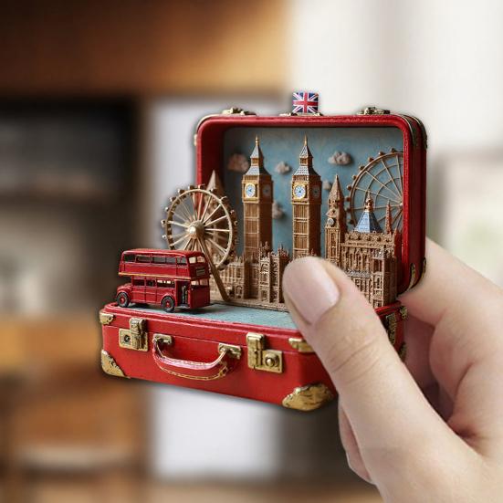 2D Acryl Kühlschrankmagnet London Goldfisch Topfpflanzen Sonnenblumenstrauß Kühlschrankmagnet Haus Küche Schrank Spind Dekoration