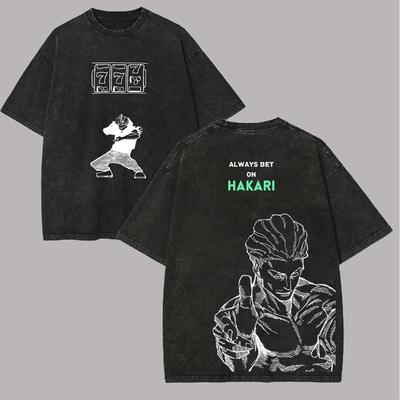 Kinji Hakari T Shirt Jujutsu Kaisen Ανδρικό Vintage Μεγάλο Acid Wash Πάντα να στοιχηματίζεις στον Hakari Anime Γραφικό Μεγάλο Streetwear Βαμβακερά T-shirts