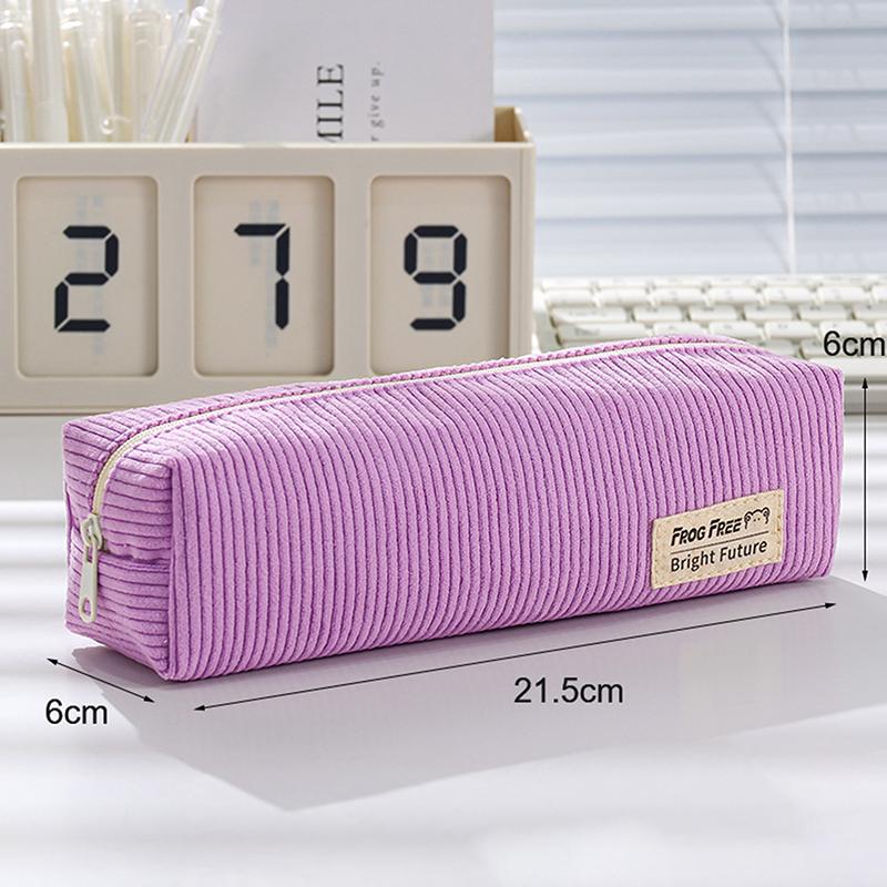 

Retro Corduroy Solid Color Pencil Case Minimalist Stationery Storage Bag Pencil Pouch Large Capacity Pencil Case светло-фиолетовый