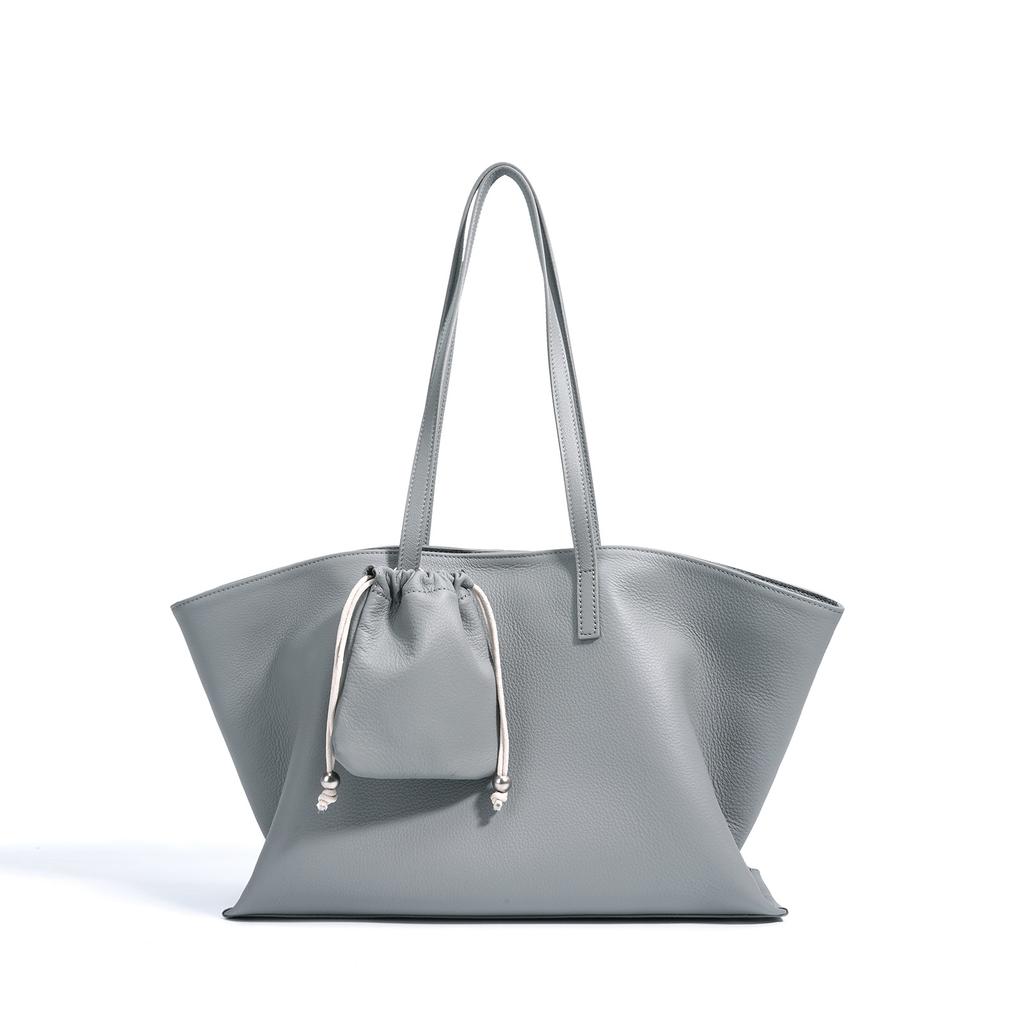 New trendy large-capacity genuine leather versatile casual shoulder handbag, fashionable and simple tote bag for women