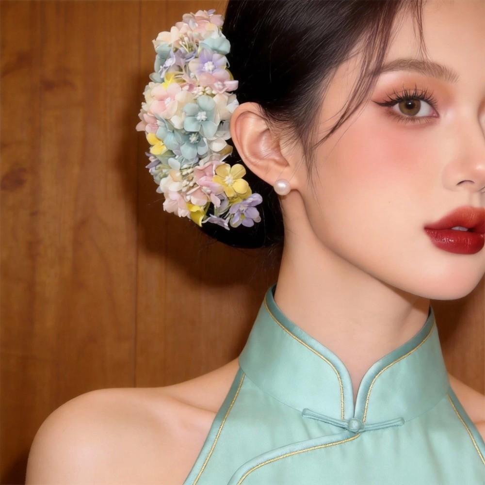 Colorful Flower Hair Stick Bohemian Bride Hair Accessories Elegant Side Clip  Daily