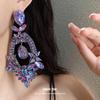 Silver Needle Diamond Oval Water Drop Earrings Light Luxury Premium Earrings Popular Fashion Exaggerated Trend Earrings Women