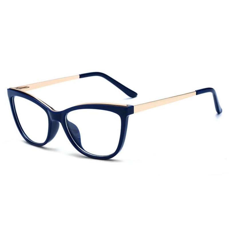 Anti Blue Light Cat Eye Prescription Eyeglasses Women Tea Frame Oval Nearsighted Glasses  Female 0 -0.5 -0.75 -1.0 To -6.0