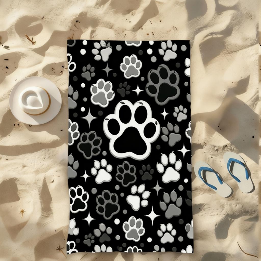 1 pc Dog Paw Beach Towel, Soft Odor-free Durable Towel, Ideal for Swimming Camping Bathing, Beach Pool Travel Daily Essential