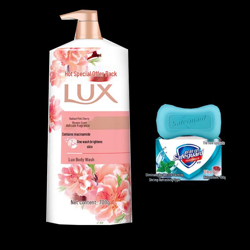 Lux Pink Cherry Blossom Body Wash & Mint Soap Set