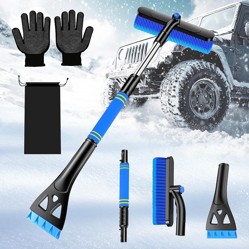 Car Windshield Ice Scraper With Snow Brush, Snow Removal Squeegee For Automotive, Exterior Dust Remover Brushes And Brooms, Essential Winter Car