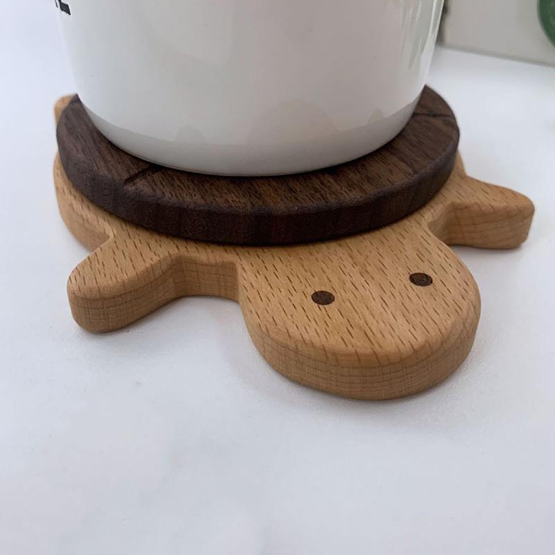 Solid Wood Insulation Mat Wooden Turtle Shape Heat Resistant Mat Tea Coffee Cup Kettle Insulation Pad Home Office Supplies