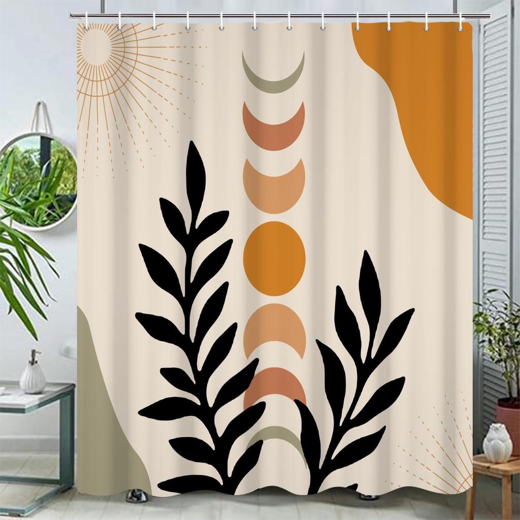Rainforest Green Dinosaur Theme Shower Curtain-With 12 Hooks, Waterproof Fabric Bathroom Decorative Shower Curtain