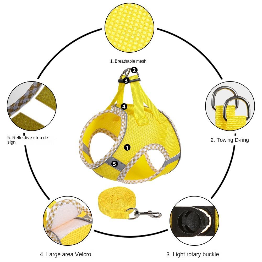 Reflective Puppy Cat Harness Breathable Pet Harness Dog Breast Collar Dog Vest  Outdoor Walking