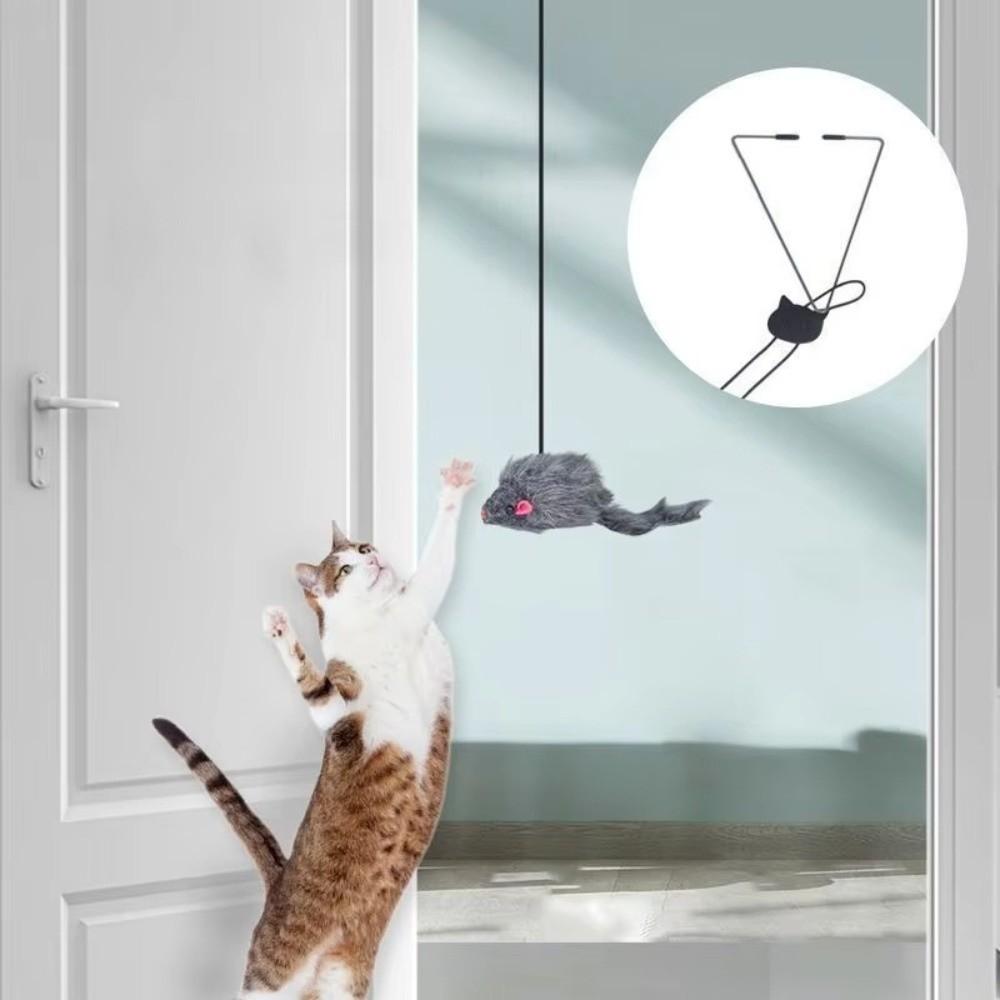 Adjustable Cat Interactive Toy Elastic Rope Hanging Door Toy Scratch Rope Mouse Kitten Play