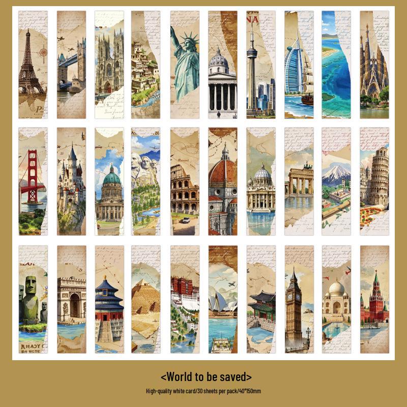 Mu Ran Creative Landmark Building Bookmarks – Paper Bookmarks for Students and Readers