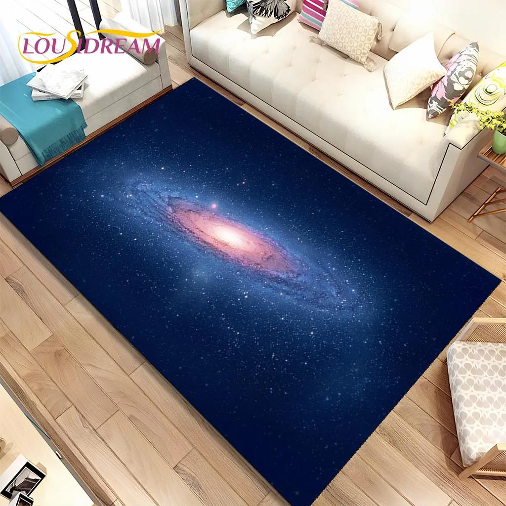 Galaxy Universe Space Stars Area Rug,Carpet Rug for Home Living Room Bedroom Sofa Doormat Decor,Kids play Non-slip Floor Mat HD