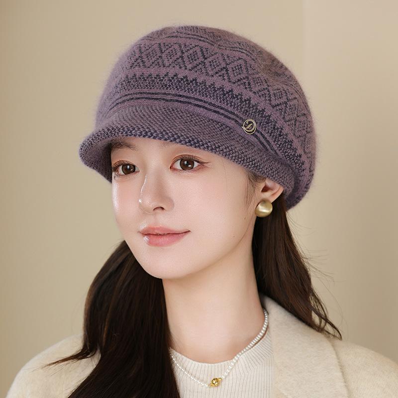 Hat Women Winter In The Elderly Autumn and Winter Warm Rabbit Hair Beret Fashion Cold Knitted Hat