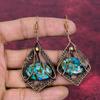 Copper Chrysocolla Gemstone Earrings Copper Wire Wrapped Jewelry Dainty Earring