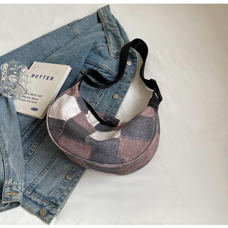 Neue lässige Jeanstasche, modische, vielseitige, karierte Umhängetasche mit großem Fassungsvermögen, trendige, coole, personalisierte Reise-Umhängetasche für Damen
