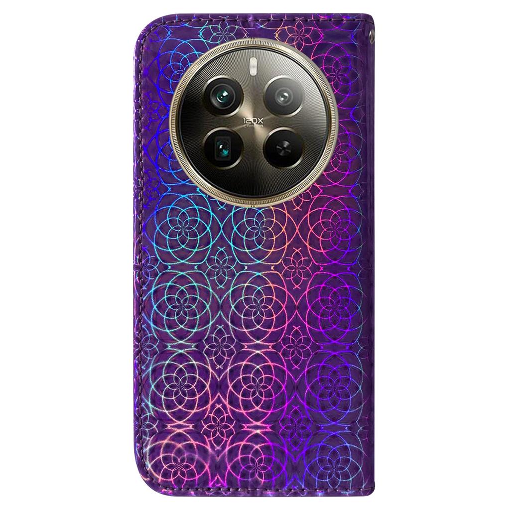 For Realme 12 Pro 5G/12 Pro+ 5G Case PU Leather Dazzling Flower Phone Cover with Card Slots