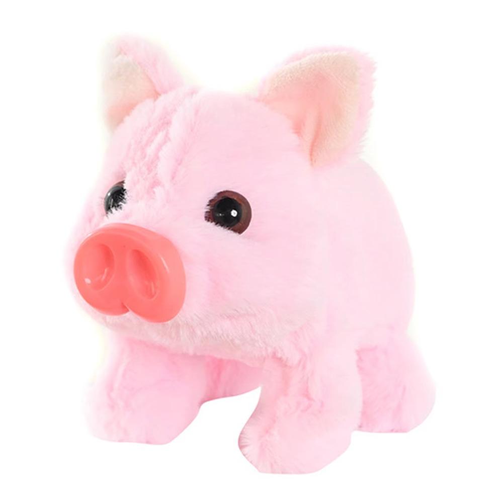 with Wagging Tail Electric Walking Plush Pig Toy Stuffed Animal Pig Doll Interactive Play розовый