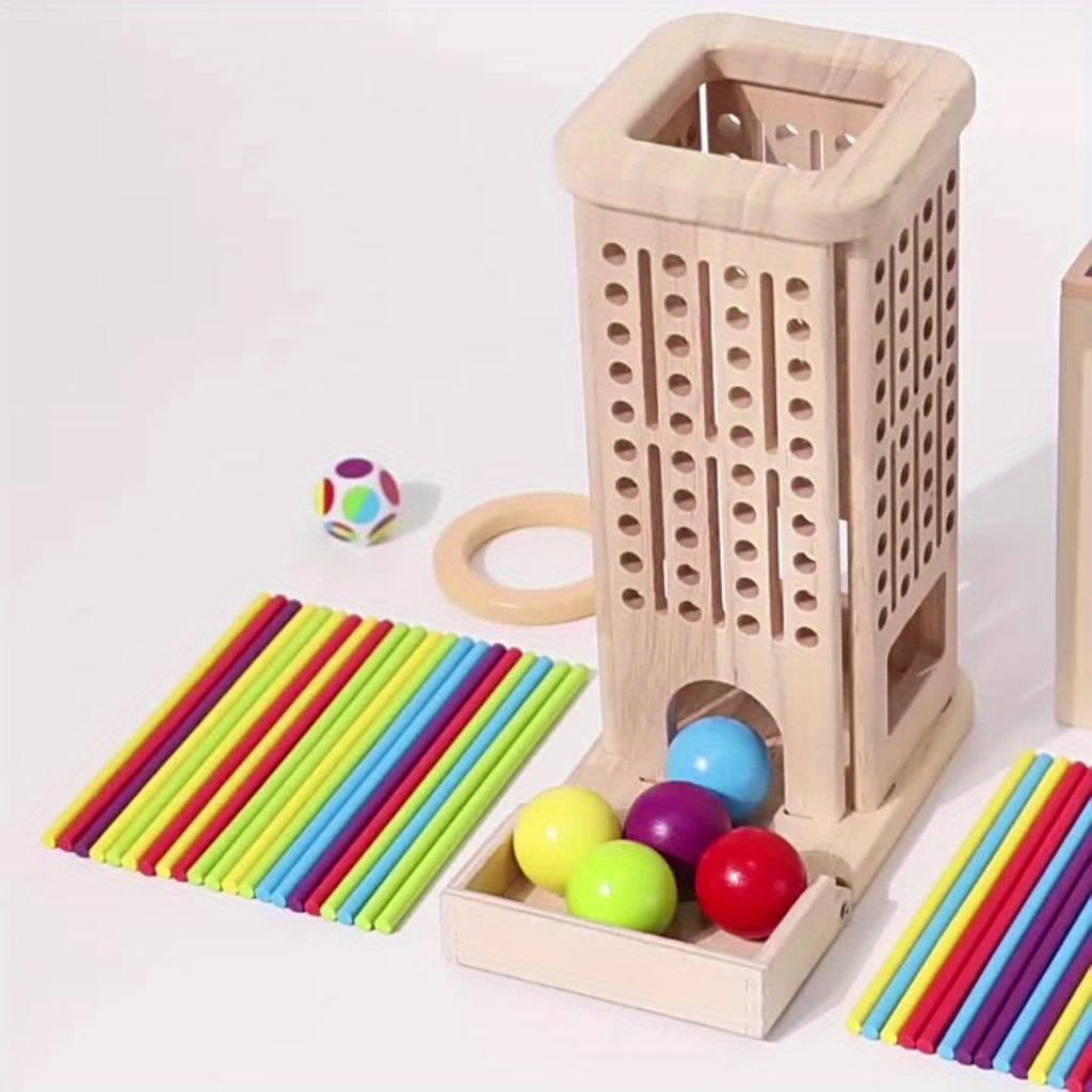 Colorful Wooden Sticks and Balls Game - Enhances Color Recognition, Hand-Eye Coordination, Balance - Ideal for Family/party Game