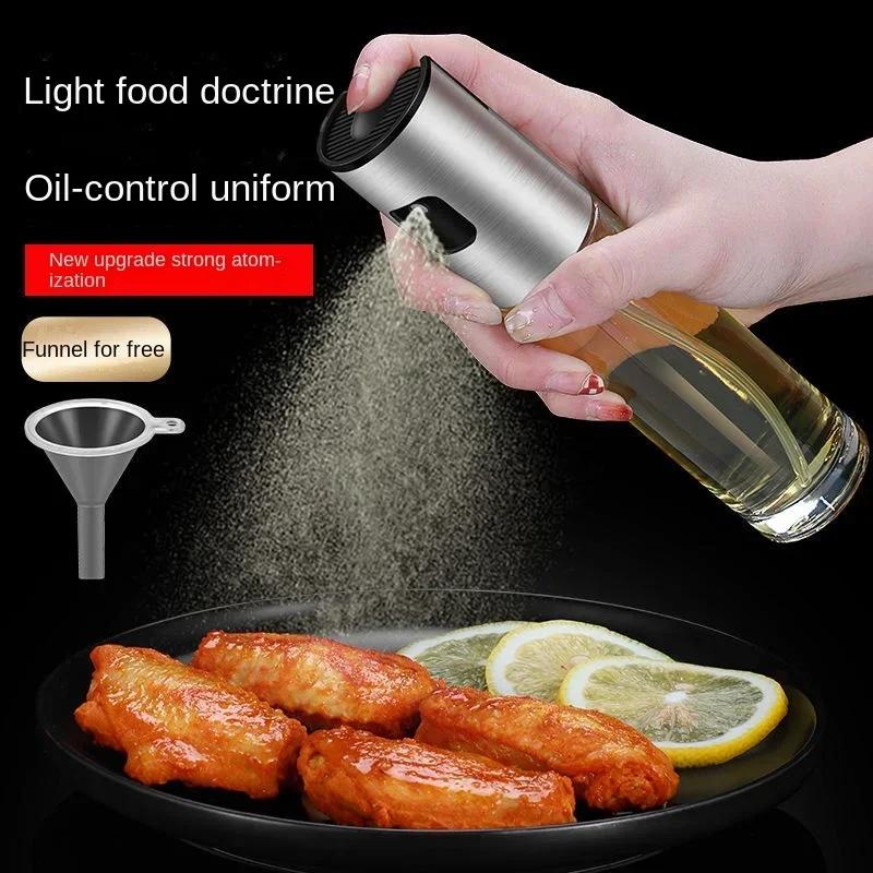 304 Stainless Steel Oil Cooking Kitchen Press Spray Glass Bottle for Restaurant Bottle Perfect for Healthy Cooking and Baking