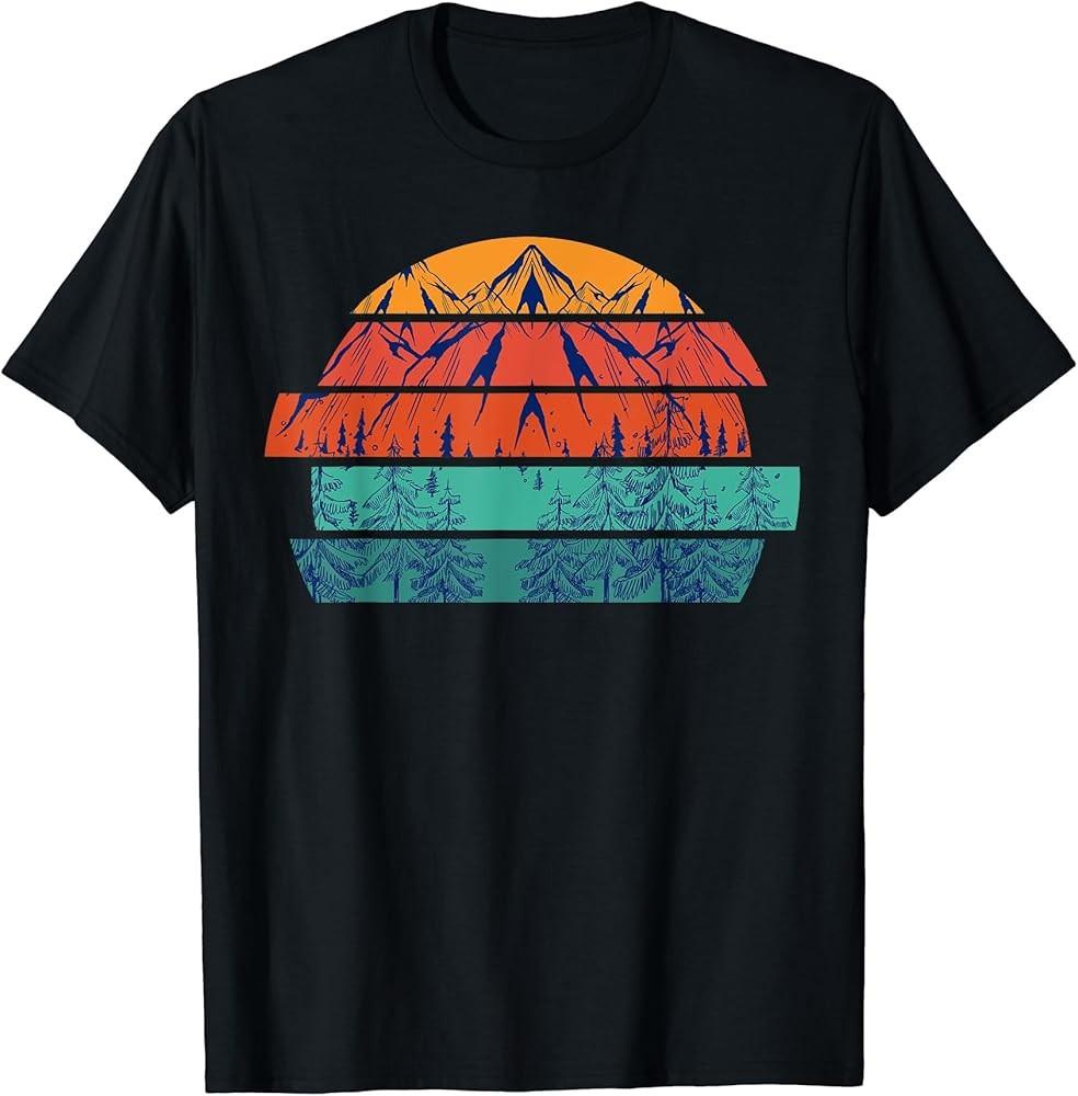 Retro Outdoor Mountains Nature Wildlife Forest Trees Hiking TShirt Unisex T-Shirt S