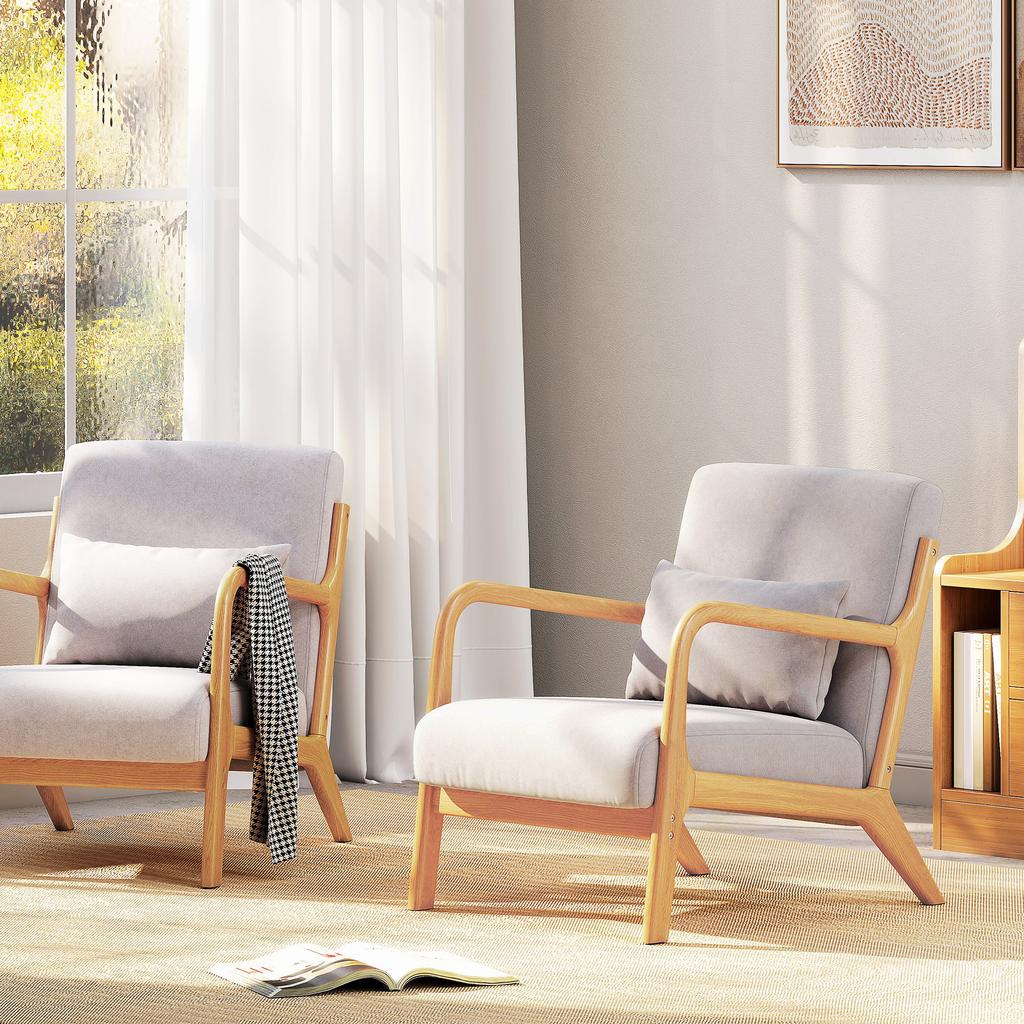 Elegant Lounge Chair with Wooden Frame and Foam Padding, Velvet Look, for Living Room, Bedroom, Grey