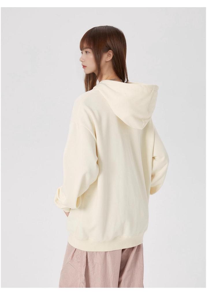 Unisex Drop Shoulder Solid Color Hoodie Pullover - Spring & Autumn Long Sleeve Sweatshirt
