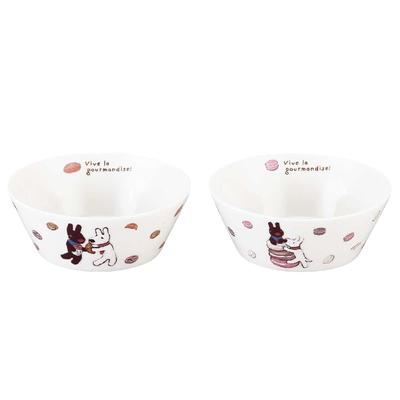 Lisa & Gaspard LG160-79 Pair of Bowls and Plates, Approx. 13cm, Microwave Safe, Made In Japan