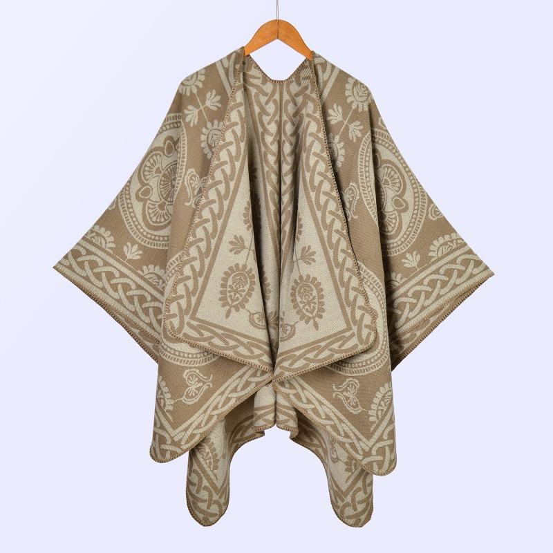 

Уличный новый женский шарф-шаль осень и зима утолщенный имитация кашемира жаккардовый с разрезом теплая накидка 130x150cm