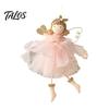 Dreamy New Year Home Decor Angel Doll Hanging Ornaments with Lace Mesh And Glitter Wings for Christmas Fairy Tale Style Tree Decoration, Fabric