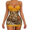 European and American New Leopard Print Sexy Halter Suspender Short Skirt Temu Summer Dress