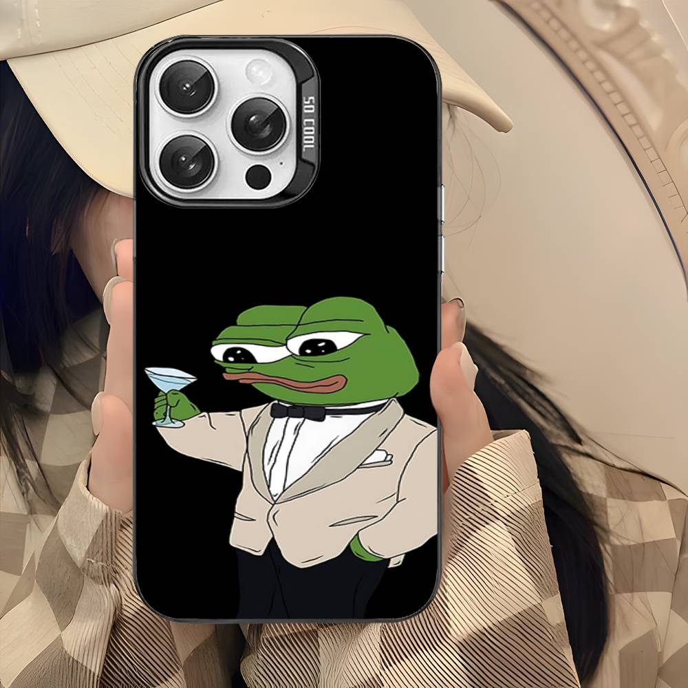 

P-Pepes The Frog Face Cartoon For IPhone 17 16 15 14 Plus 13 12 11 Pro Max Matte Colorful Silver Phone Cover iPhone 15 plus